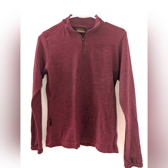 Icebreaker New Zealand Sport Mid Sweater Womens Small Maroon Merino Wool - Picture 1 of 6